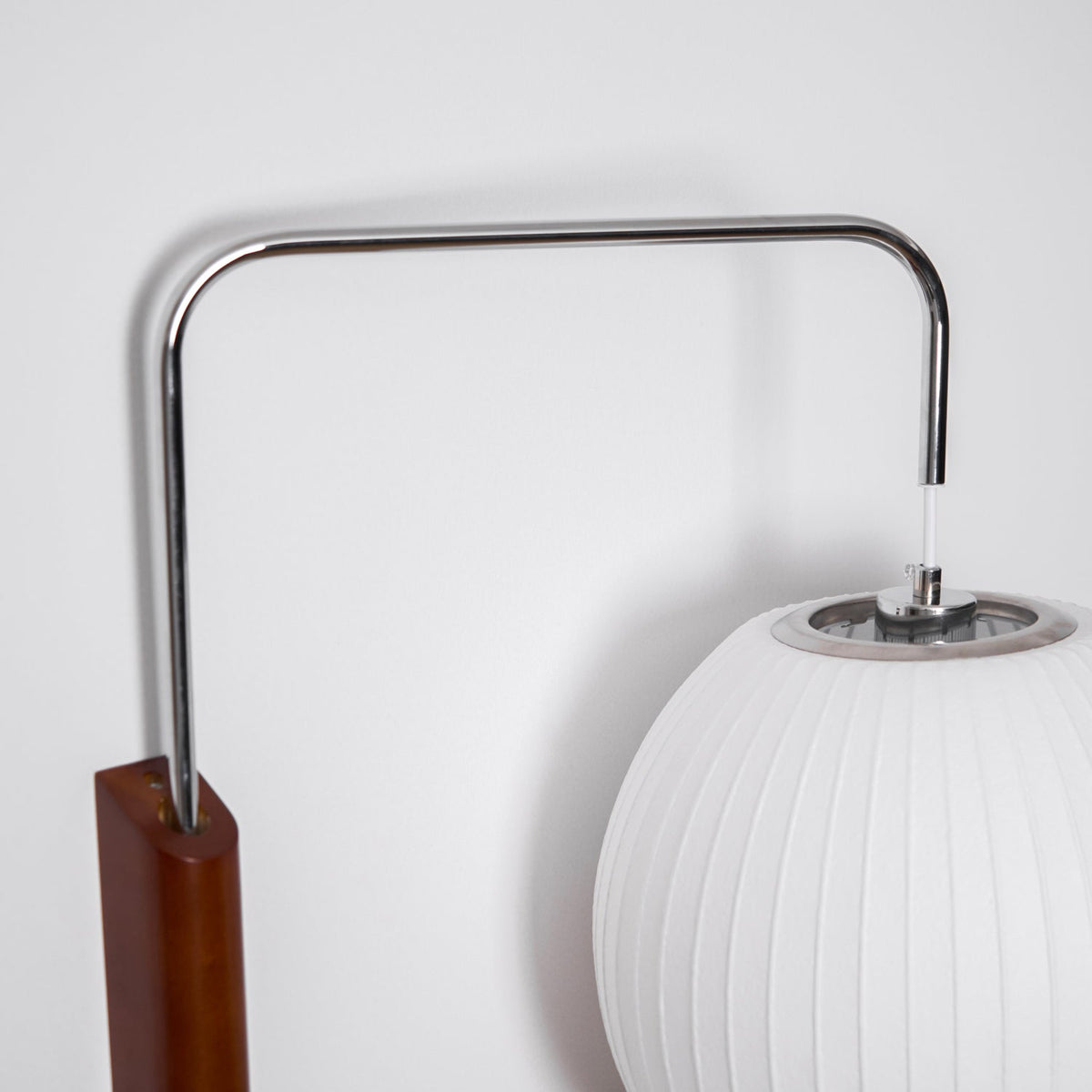 Mid-Century Walnut Bubble Sconce – Swivel Plug-In