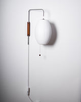 Mid-Century Walnut Bubble Sconce – Swivel Plug-In