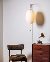 Mid-Century Walnut Bubble Sconce – Swivel Plug-In