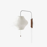 Mid-Century Walnut Bubble Sconce – Swivel Plug-In