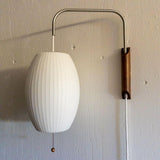 Mid-Century Walnut Bubble Sconce – Swivel Plug-In