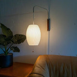Mid-Century Walnut Bubble Sconce – Swivel Plug-In