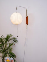Mid-Century Walnut Bubble Sconce – Swivel Plug-In