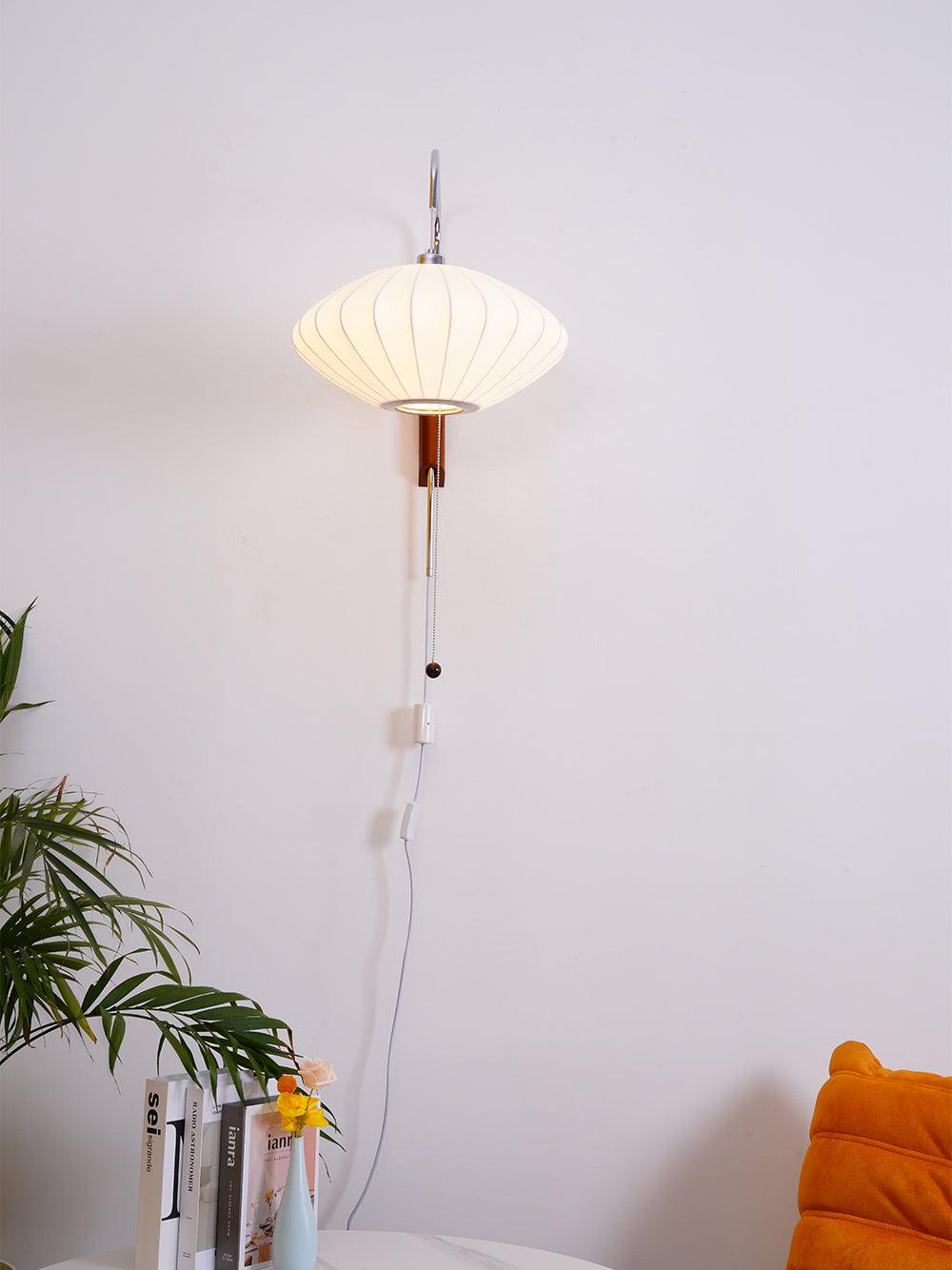 Mid-Century Walnut Bubble Sconce – Swivel Plug-In