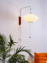 Mid-Century Walnut Bubble Sconce – Swivel Plug-In