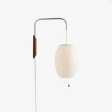 Mid-Century Walnut Bubble Sconce – Swivel Plug-In
