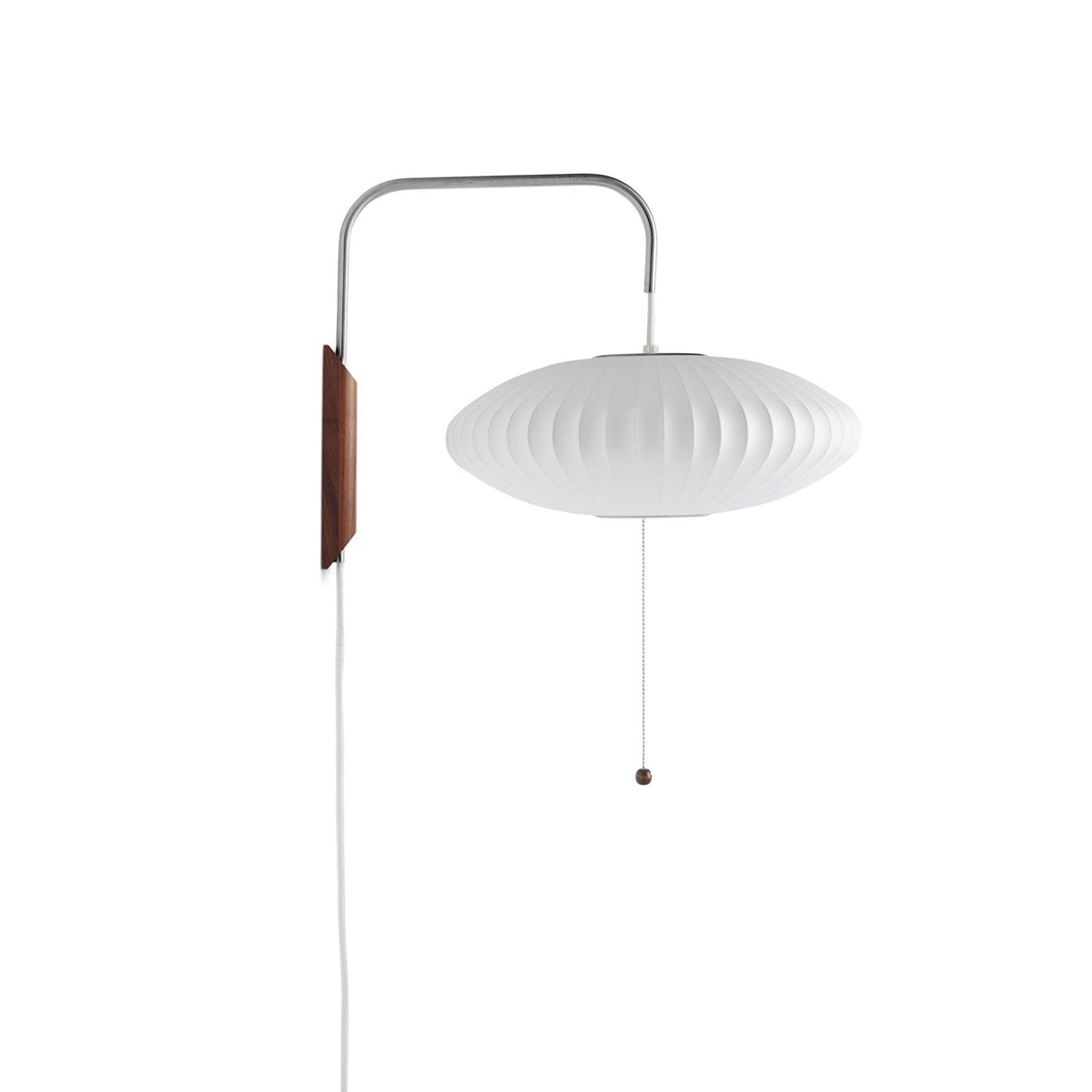 Mid-Century Walnut Bubble Sconce – Swivel Plug-In