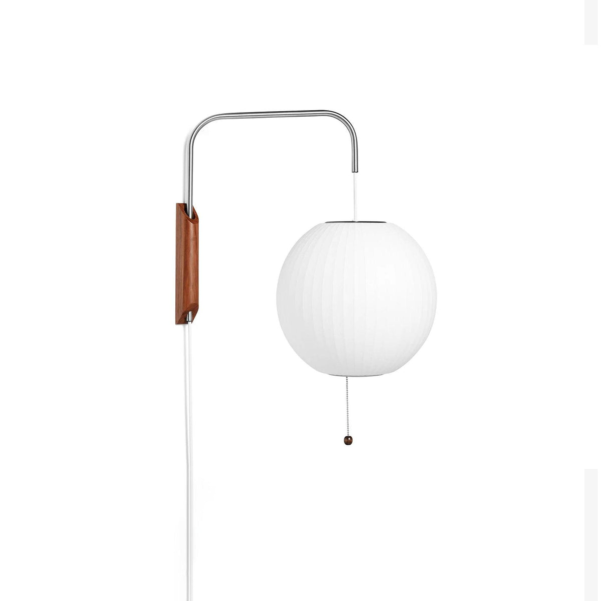 Mid-Century Walnut Bubble Sconce – Swivel Plug-In