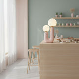 Contemporary Resin Table Lamp – Glass Globe Shade