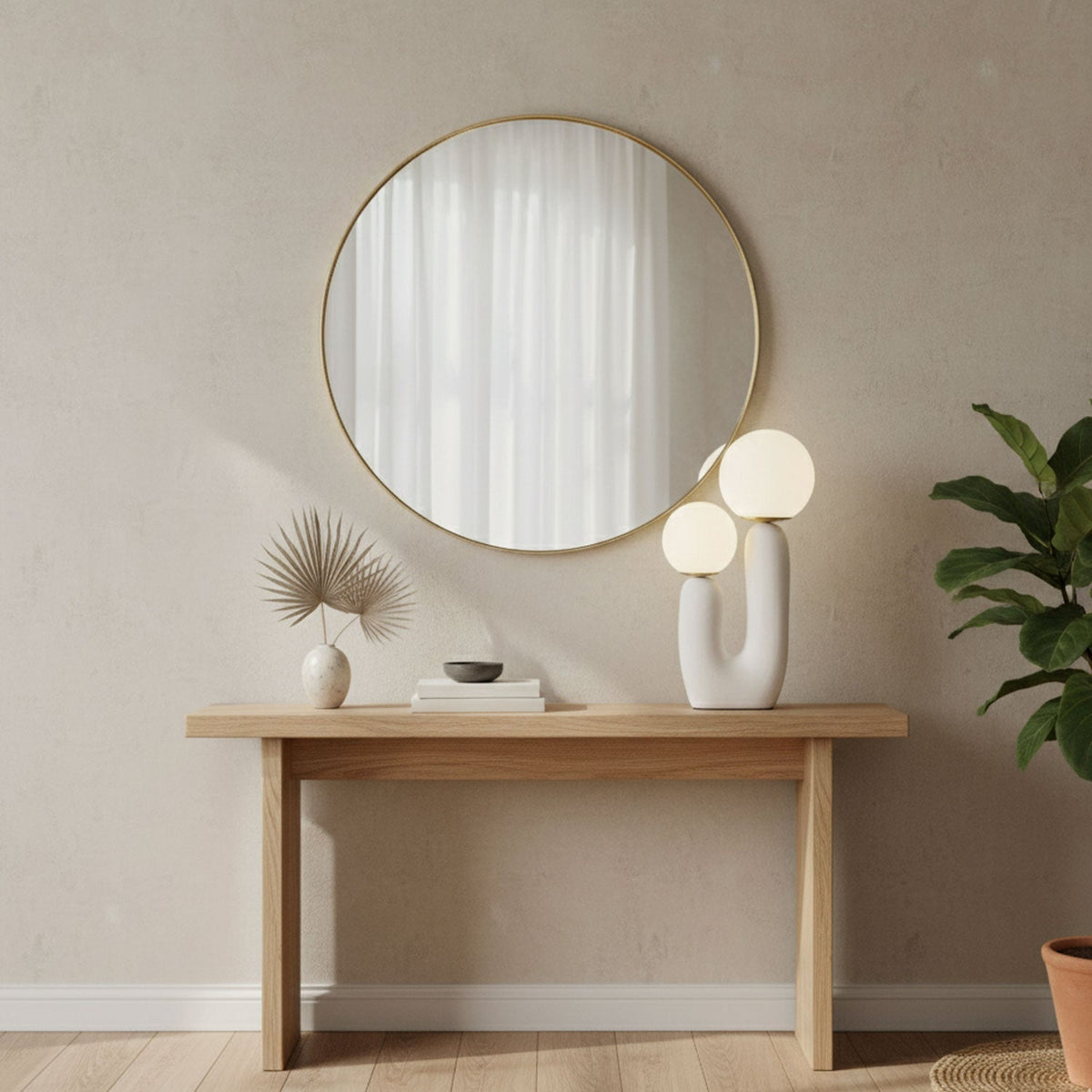 Contemporary Resin Table Lamp – Glass Globe Shade