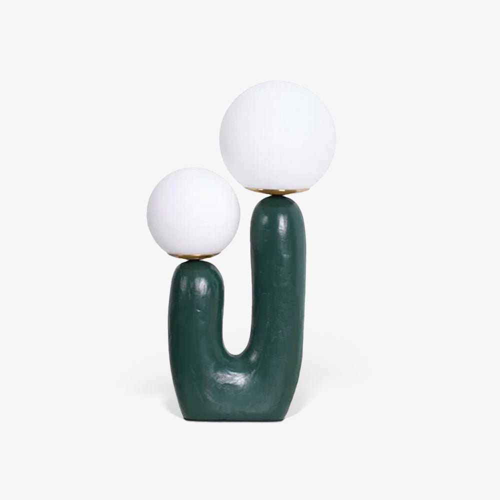 Contemporary Resin Table Lamp – Glass Globe Shade