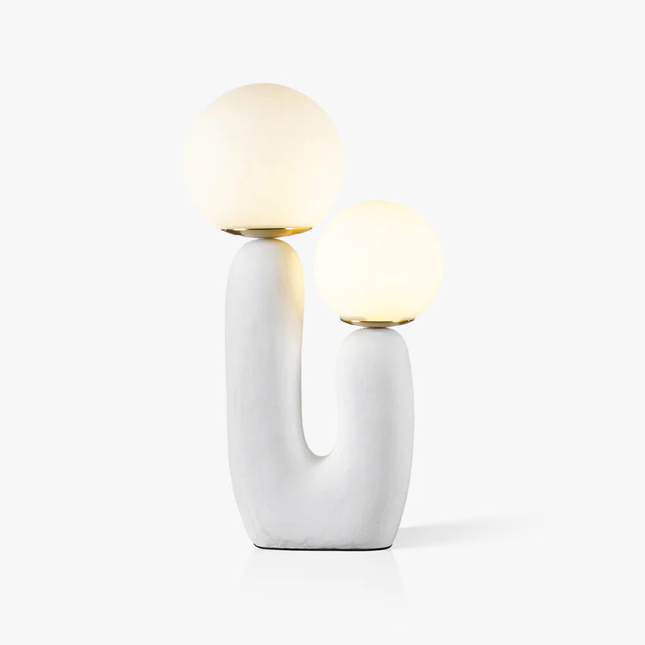 Contemporary Resin Table Lamp – Glass Globe Shade