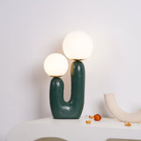 Contemporary Resin Table Lamp – Glass Globe Shade