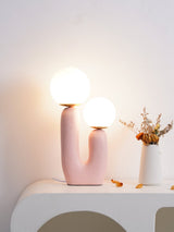 Contemporary Resin Table Lamp – Glass Globe Shade