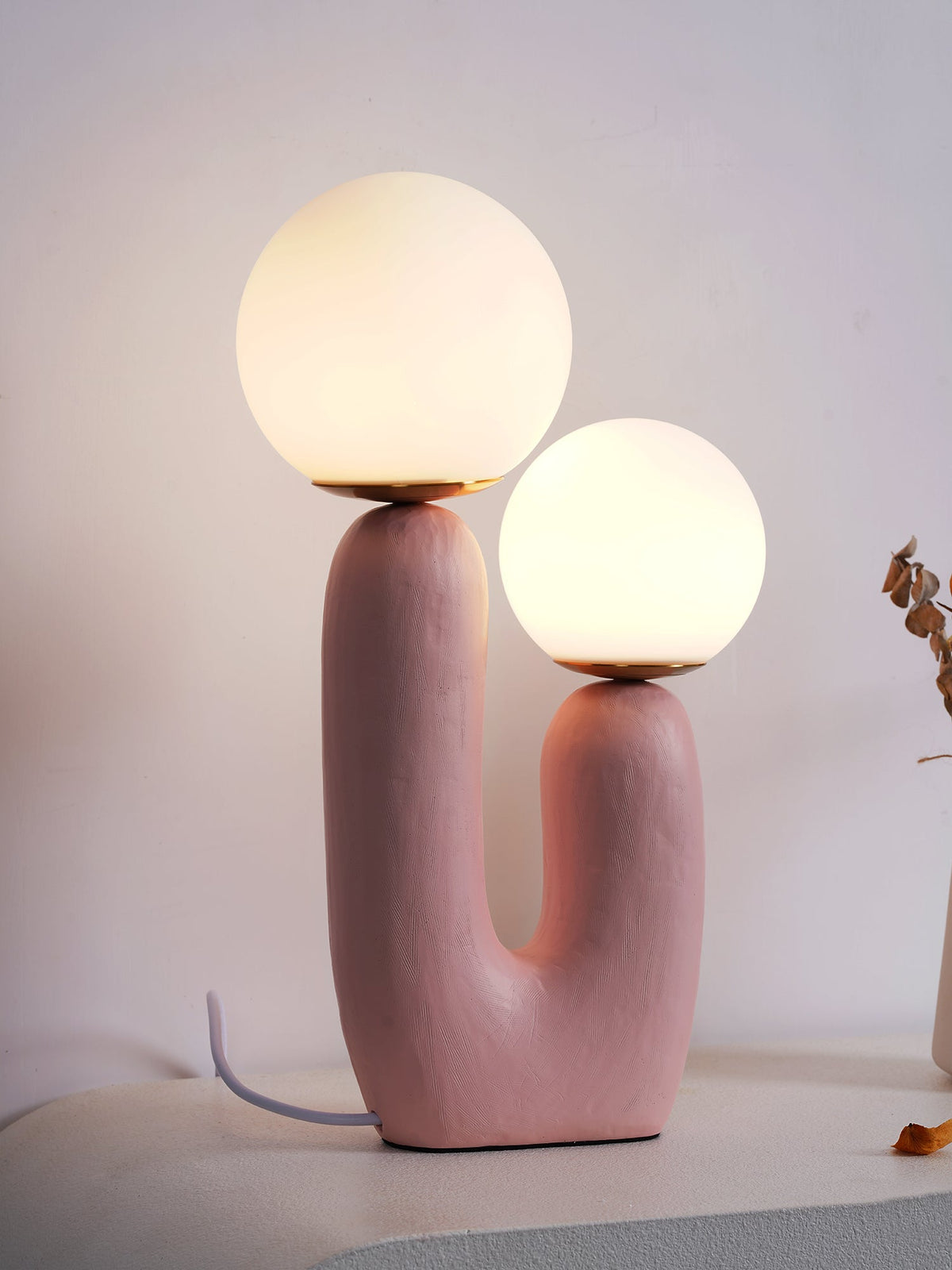 Contemporary Resin Table Lamp – Glass Globe Shade