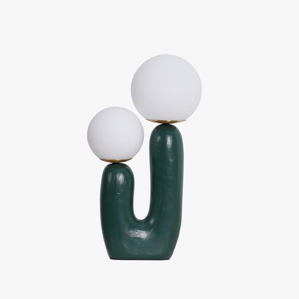 Contemporary Resin Table Lamp – Glass Globe Shade