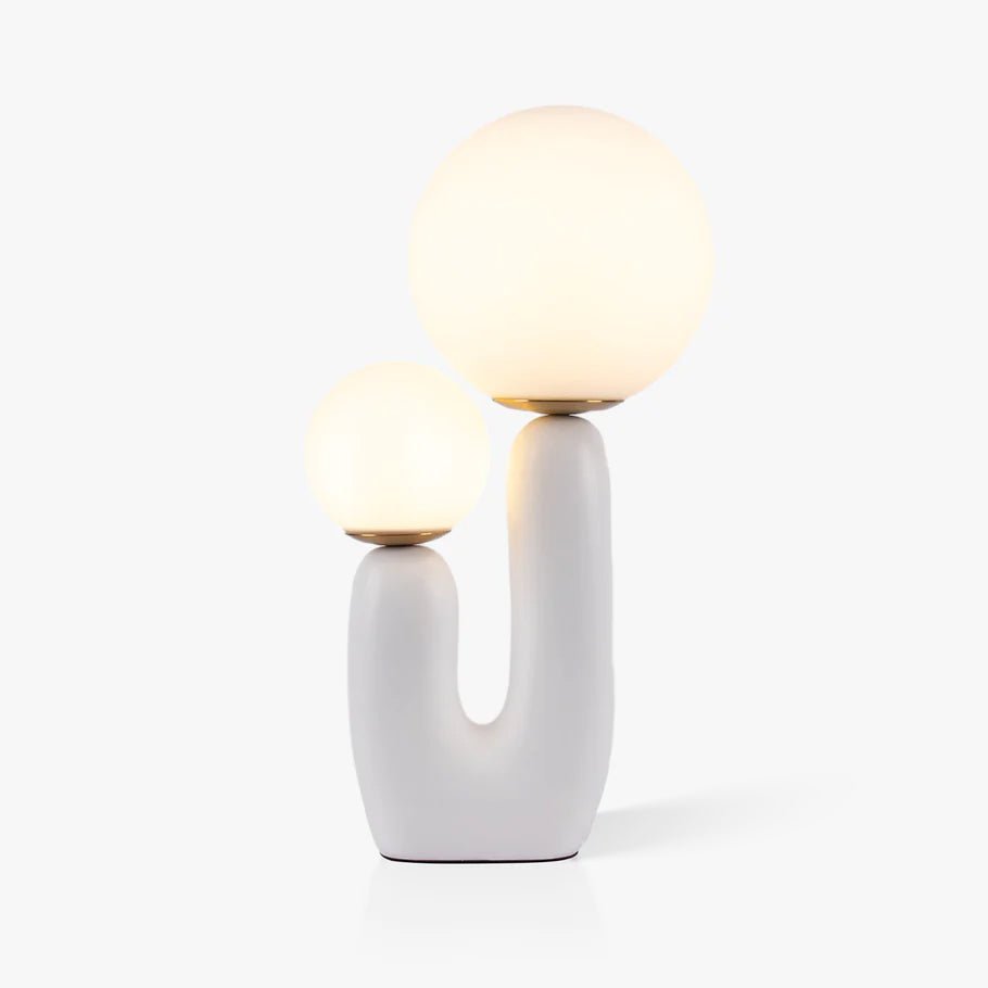 Contemporary Resin Table Lamp – Glass Globe Shade