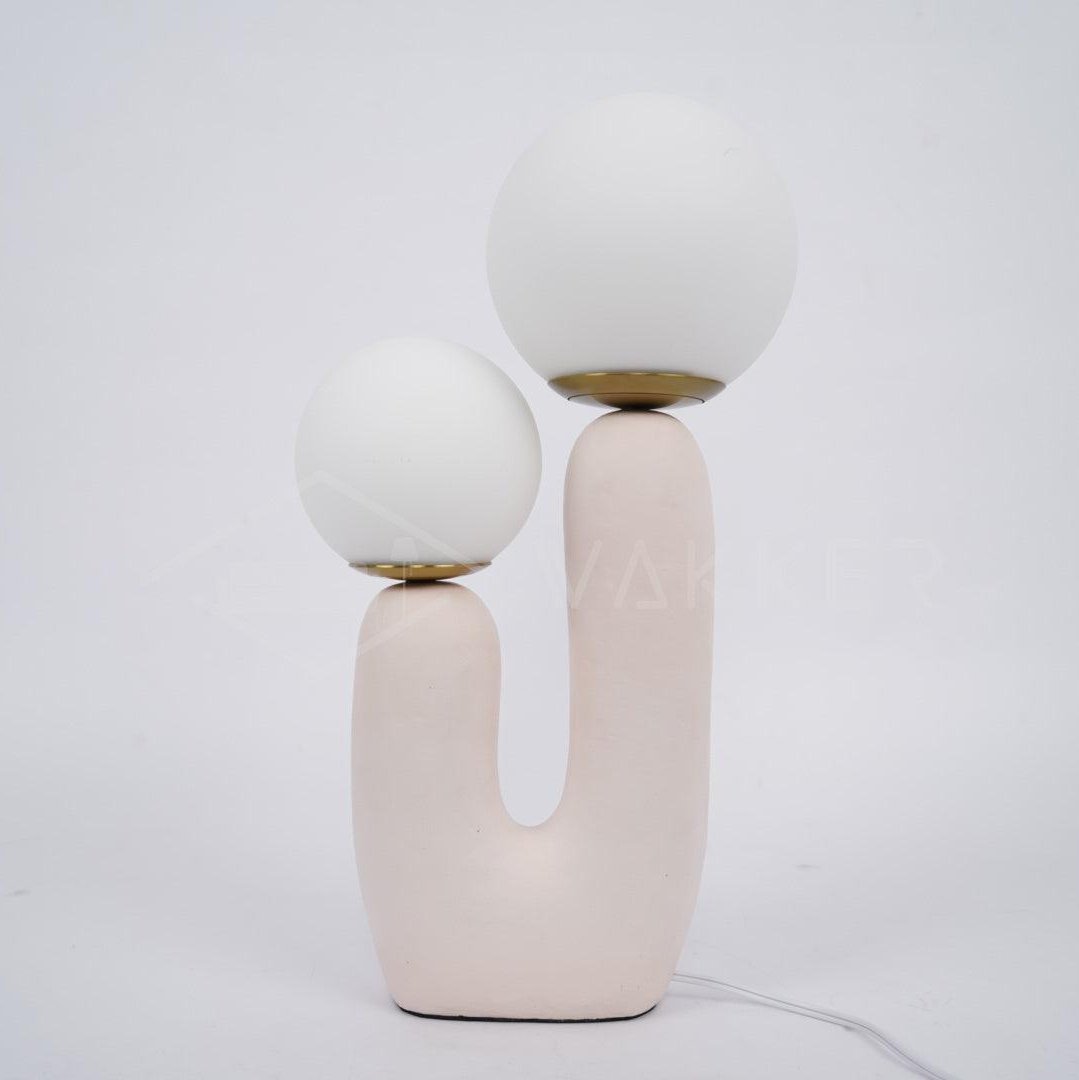Contemporary Resin Table Lamp – Glass Globe Shade