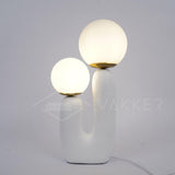 Contemporary Resin Table Lamp – Glass Globe Shade