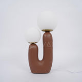Contemporary Resin Table Lamp – Glass Globe Shade