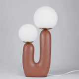 Contemporary Resin Table Lamp – Glass Globe Shade