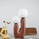 Contemporary Resin Table Lamp – Glass Globe Shade