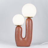 Contemporary Resin Table Lamp – Glass Globe Shade