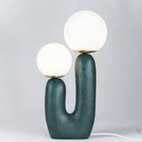 Contemporary Resin Table Lamp – Glass Globe Shade