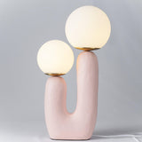 Contemporary Resin Table Lamp – Glass Globe Shade
