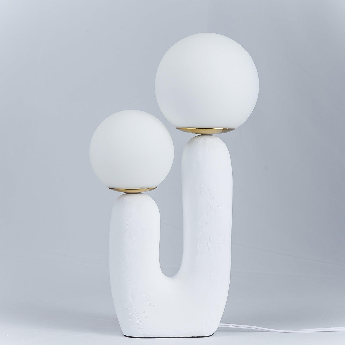 Contemporary Resin Table Lamp – Glass Globe Shade