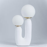 Contemporary Resin Table Lamp – Glass Globe Shade