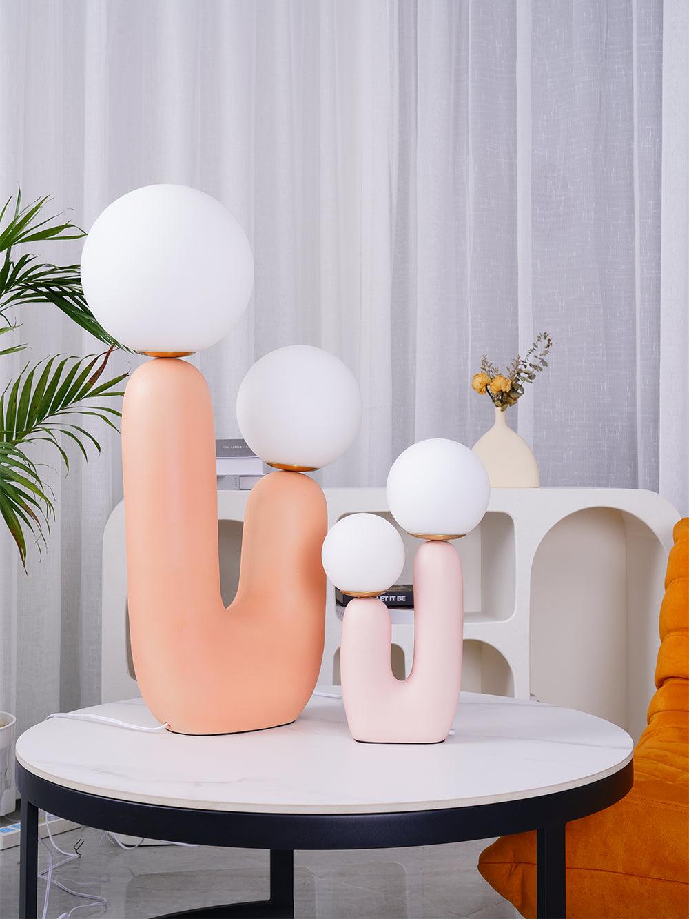 Contemporary Resin Table Lamp – Glass Globe Shade