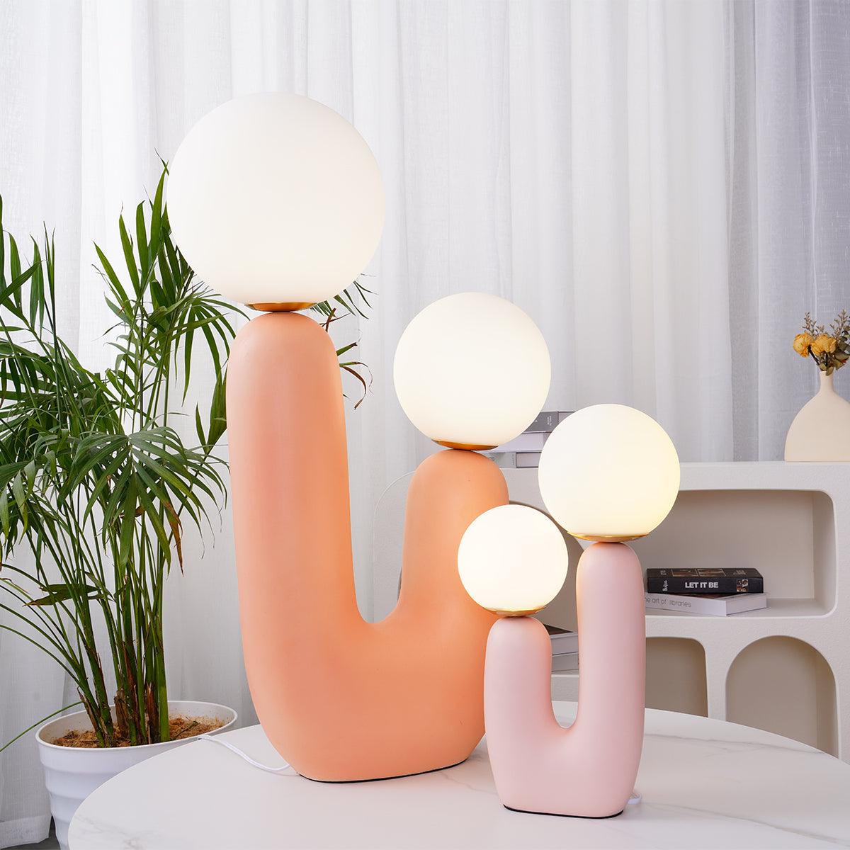 Contemporary Resin Table Lamp – Glass Globe Shade