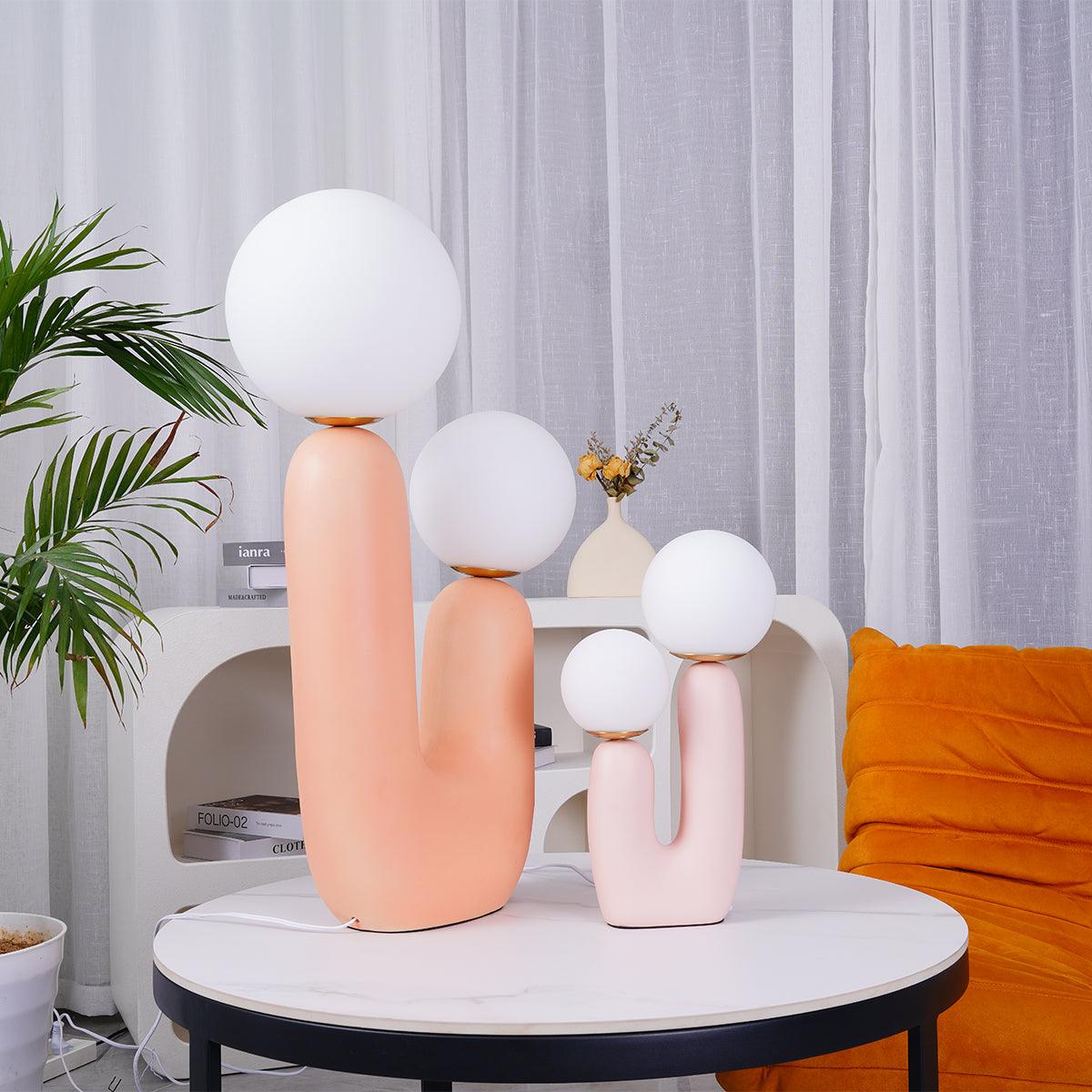 Contemporary Resin Table Lamp – Glass Globe Shade