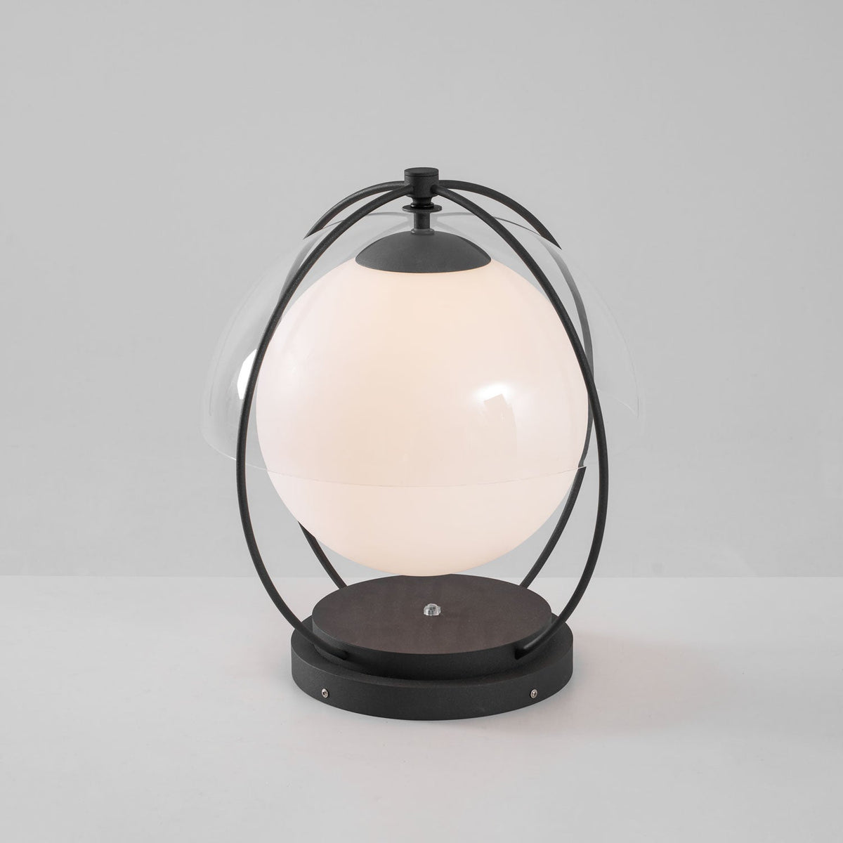 Modern Black Globe Lamp – Open Frame Table Lamp for Patio