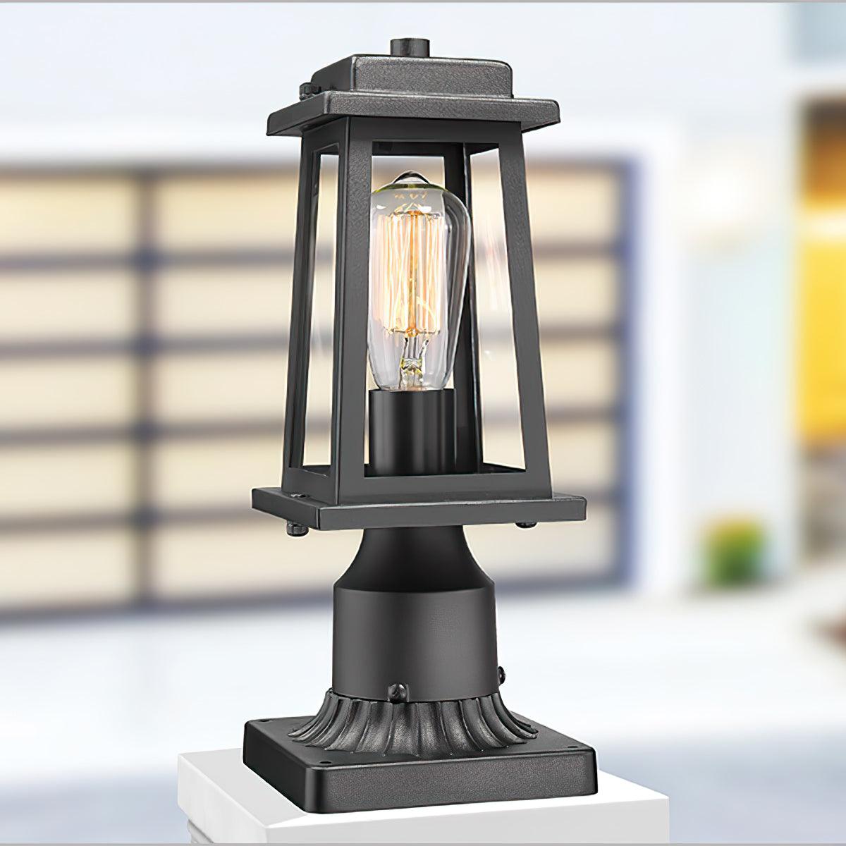 Classic Black Lantern Post Light – Glass Post Top for Yard