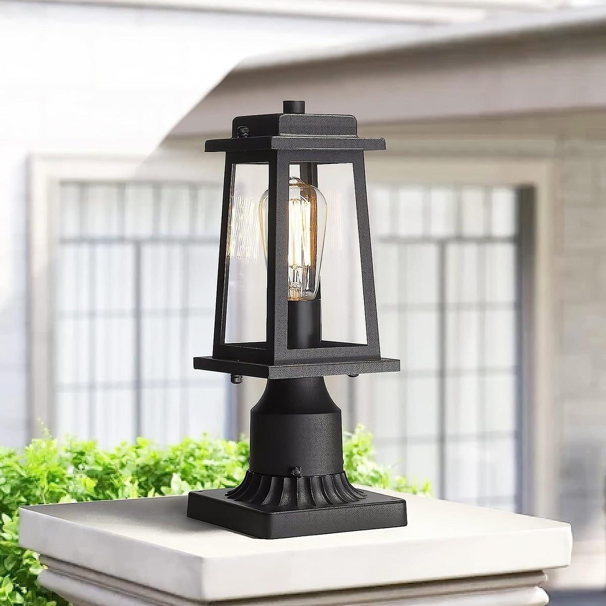 Classic Black Lantern Post Light – Glass Post Top for Yard