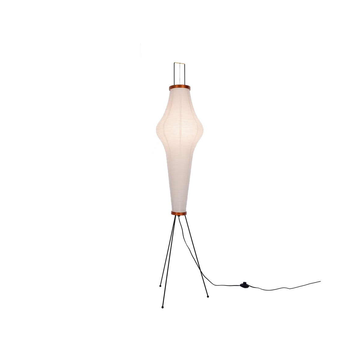 Japandi White Rice Paper Floor Lamp – Bamboo Rib