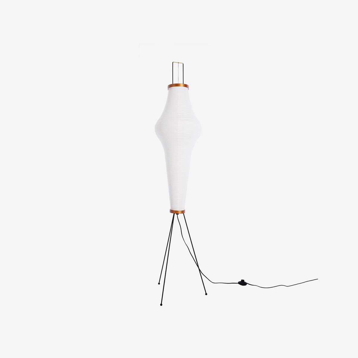 Japandi White Rice Paper Floor Lamp – Bamboo Rib