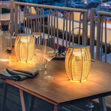 Boho Rattan Lantern Table Lamp – Cordless Lamp for Patio