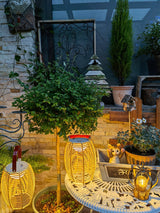 Boho Rattan Lantern Table Lamp – Cordless Lamp for Patio