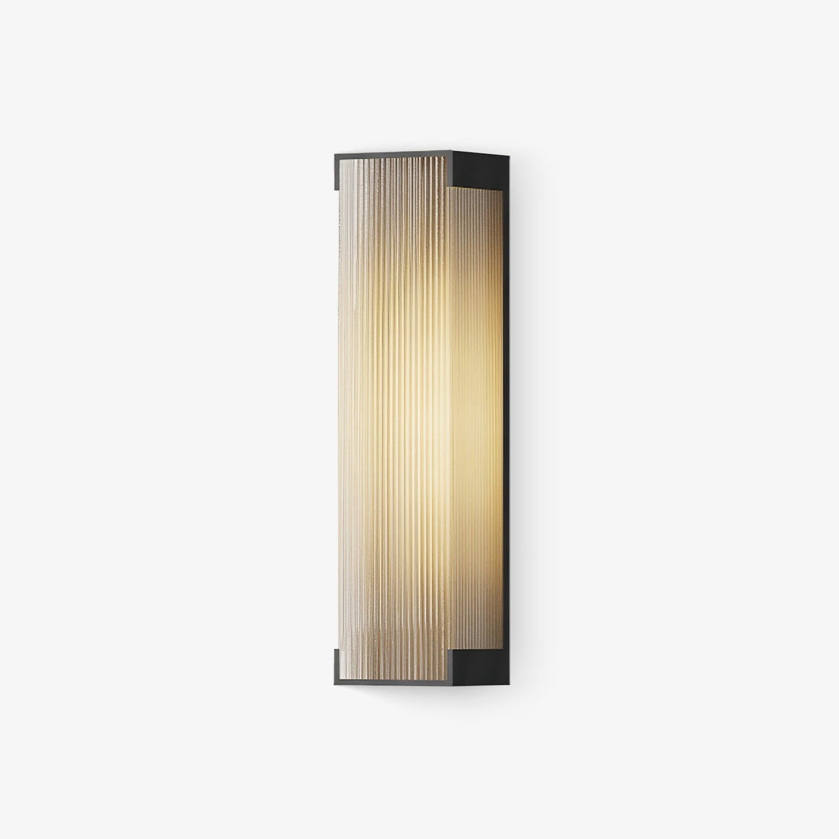 Modern Black Rectangle Wall Light – Ribbed Sconce for Porch