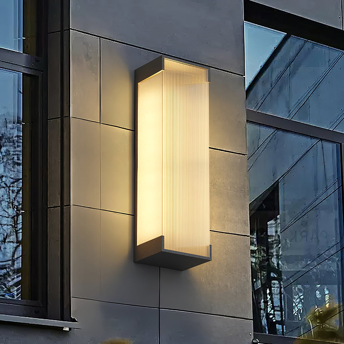 Modern Black Rectangle Wall Light – Ribbed Sconce for Porch