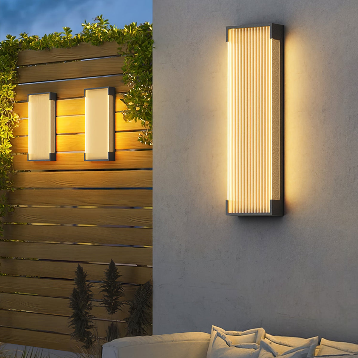 Modern Black Rectangle Wall Light – Ribbed Sconce for Porch