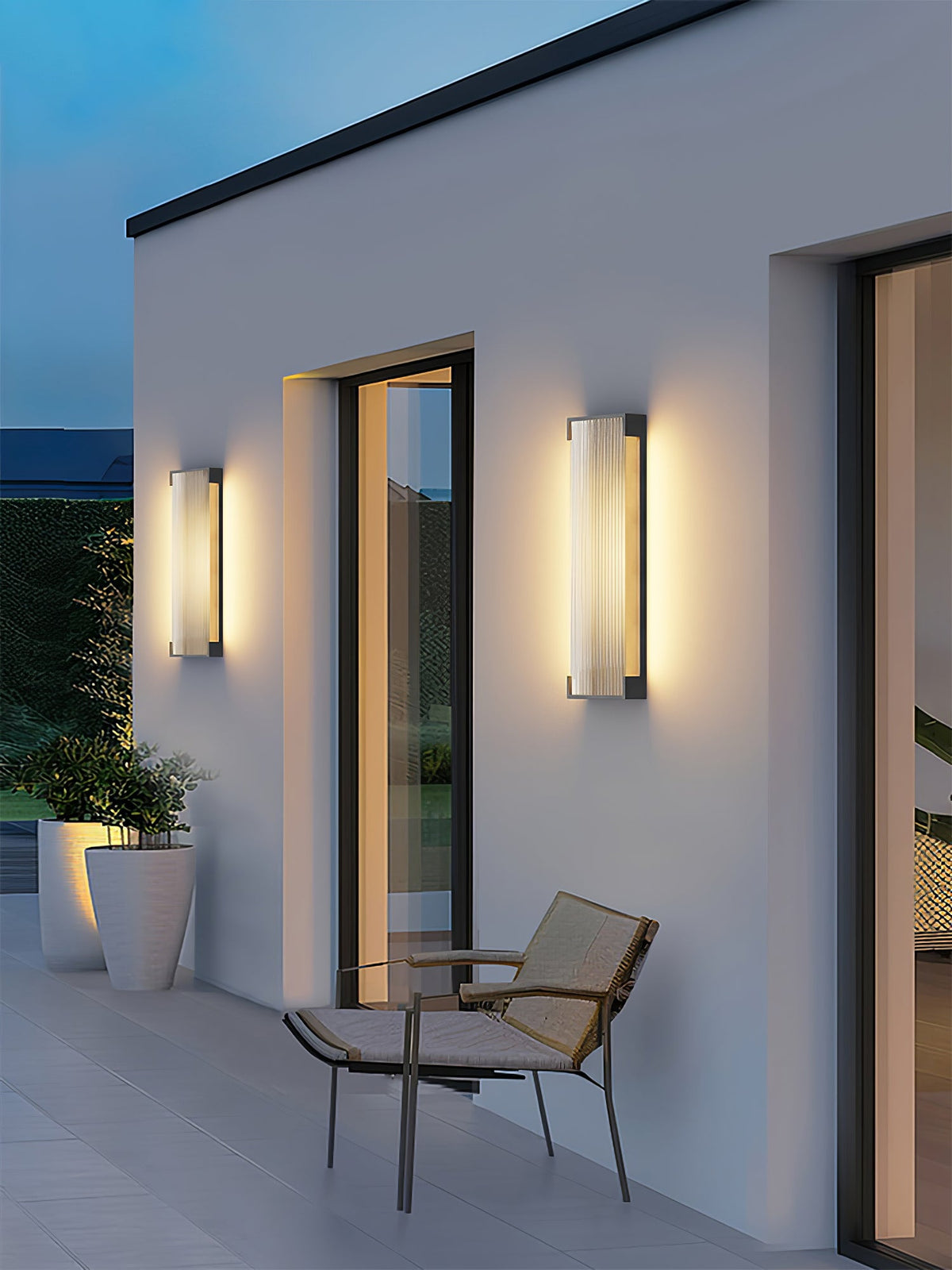 Modern Black Rectangle Wall Light – Ribbed Sconce for Porch
