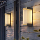 Modern Black Rectangle Wall Light – Ribbed Sconce for Porch