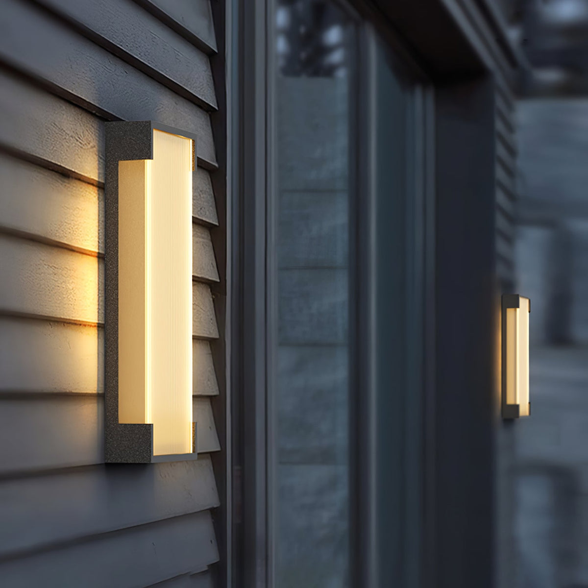 Modern Black Rectangle Wall Light – Ribbed Sconce for Porch