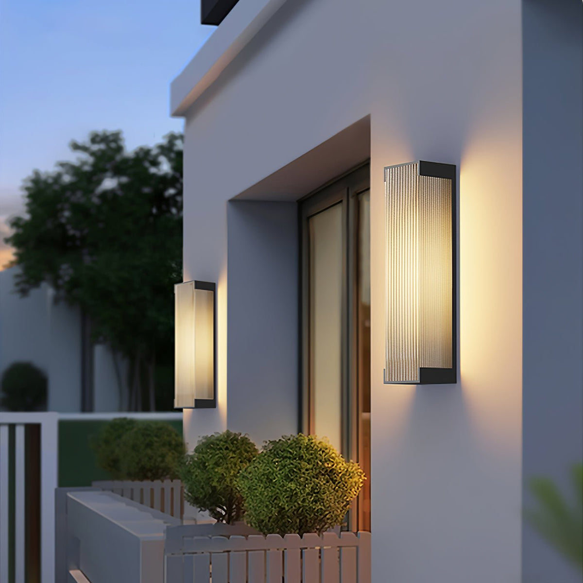 Modern Black Rectangle Wall Light – Ribbed Sconce for Porch