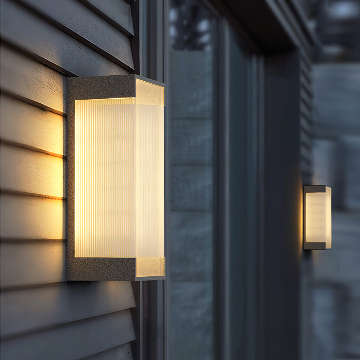 Modern Black Rectangle Wall Light – Ribbed Sconce for Porch
