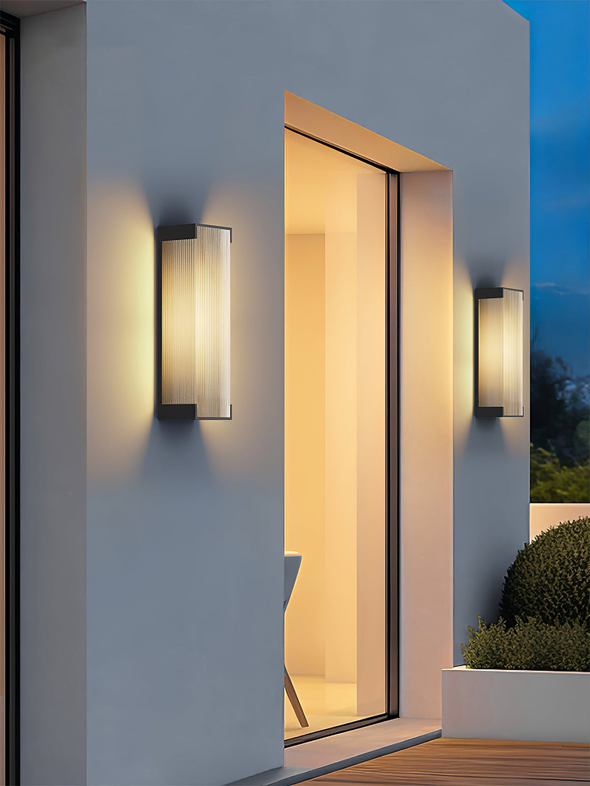 Modern Black Rectangle Wall Light – Ribbed Sconce for Porch